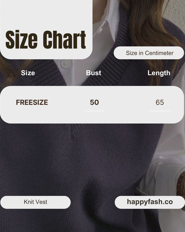 V-Neck Knit Sweater Vest – Loose Fit Sleeveless Pullover