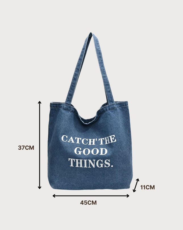 Large-Capacity Casual Denim Tote