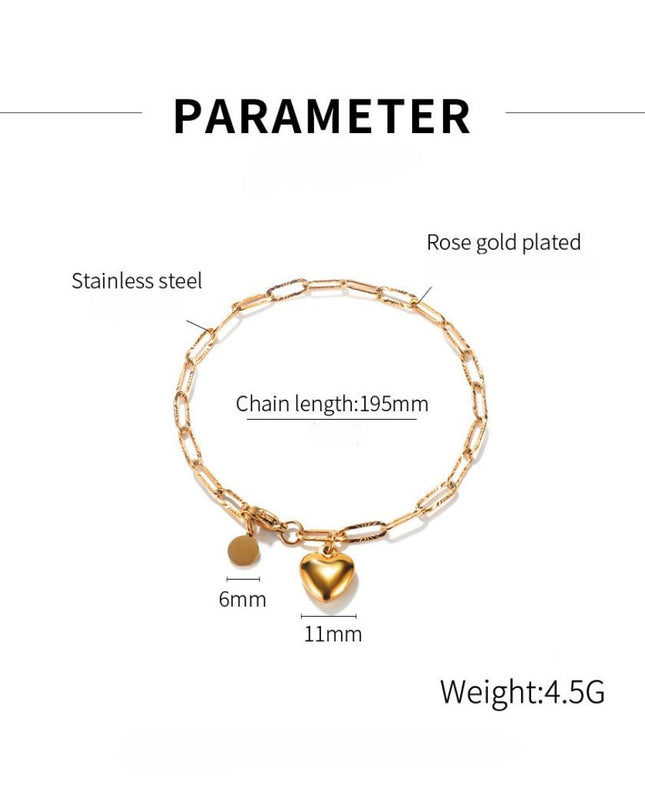 Heart & Circle Pendant Charm Bracelet