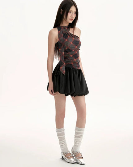 Sweet High - Waist Puff A - Line Skirt - HappyFash