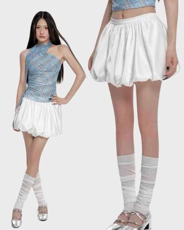 Sweet High - Waist Puff A - Line Skirt - HappyFash