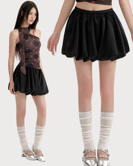 Sweet High - Waist Puff A - Line Skirt - HappyFash