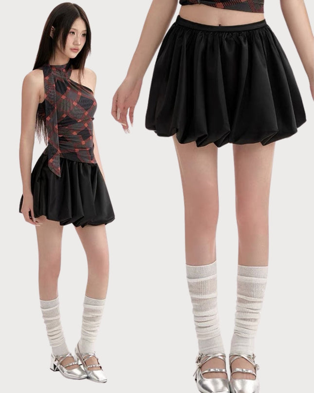 Sweet High - Waist Puff A - Line Skirt - HappyFash